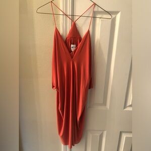 Misa Los Angeles Orange Sleeveless, Spaghetti Strap Short dress medium